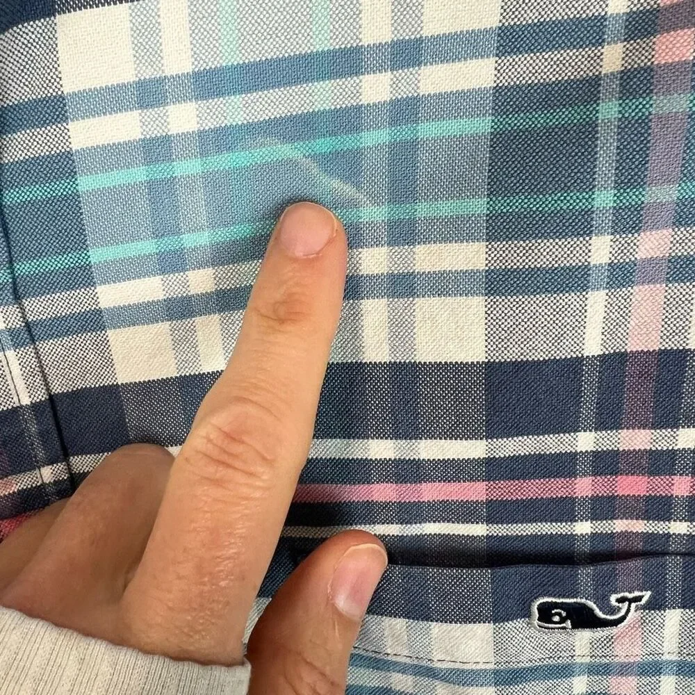 Vineyard Vines Men's Slim Fit Plaid Shirt M Long Sleeve Button-Up slim fit Tucke